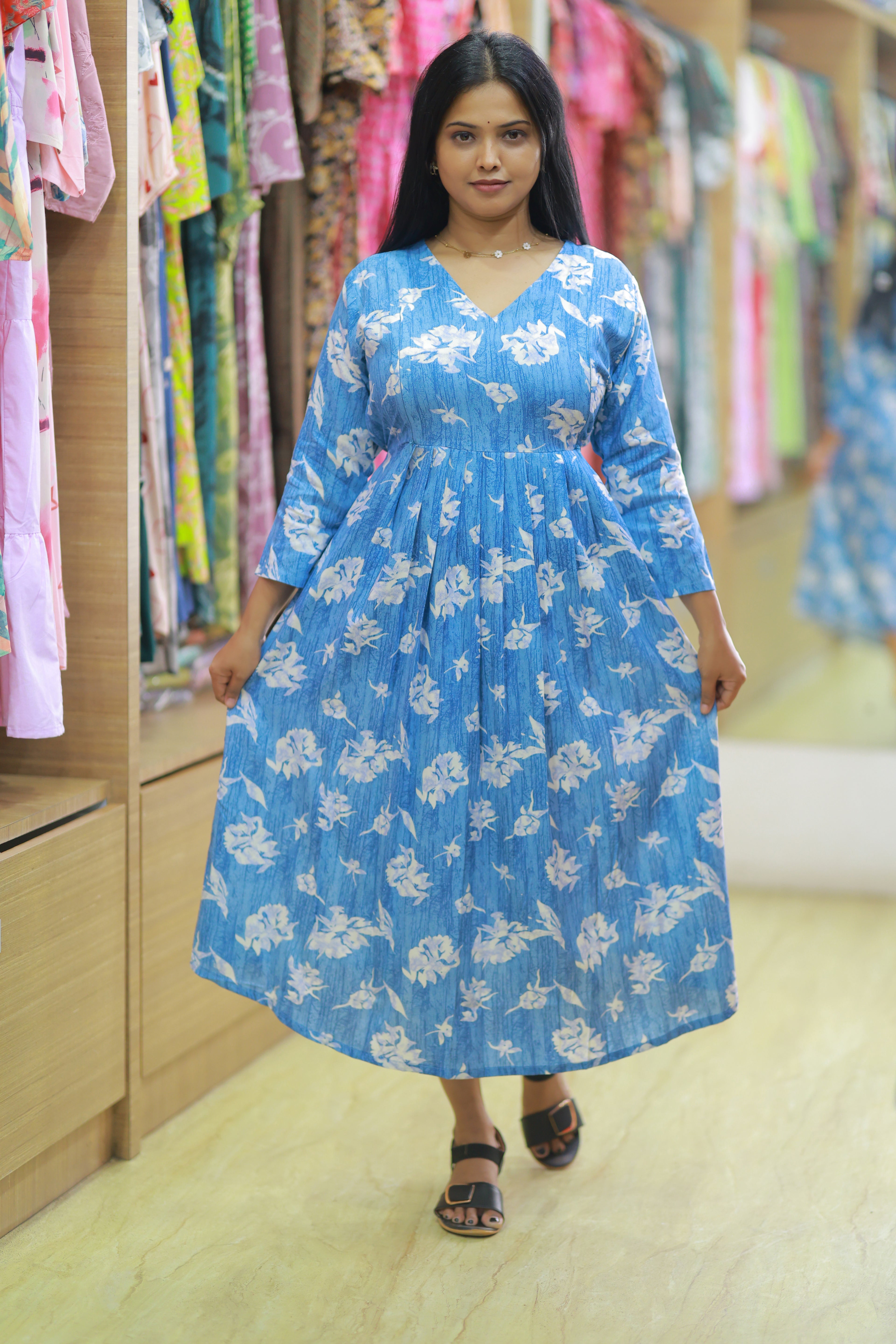 SKY GLOW FLORAL DRESS