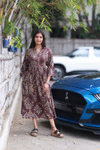 BROWN IKKAT DRESS