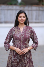 BROWN IKKAT DRESS