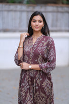 BROWN IKKAT DRESS