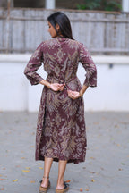 BROWN IKKAT DRESS