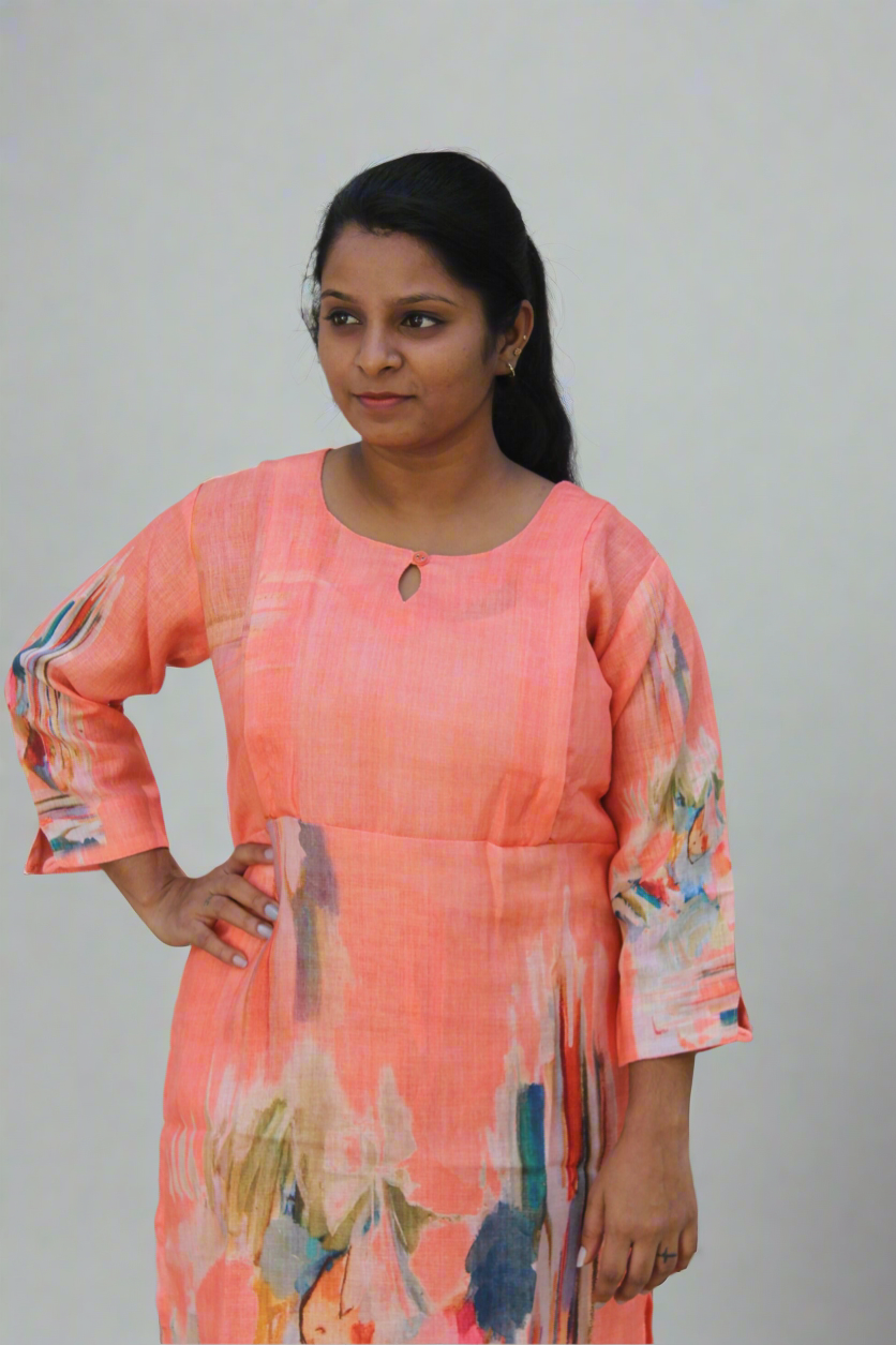 Coral canvas kurta set