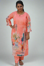 Coral canvas kurta set
