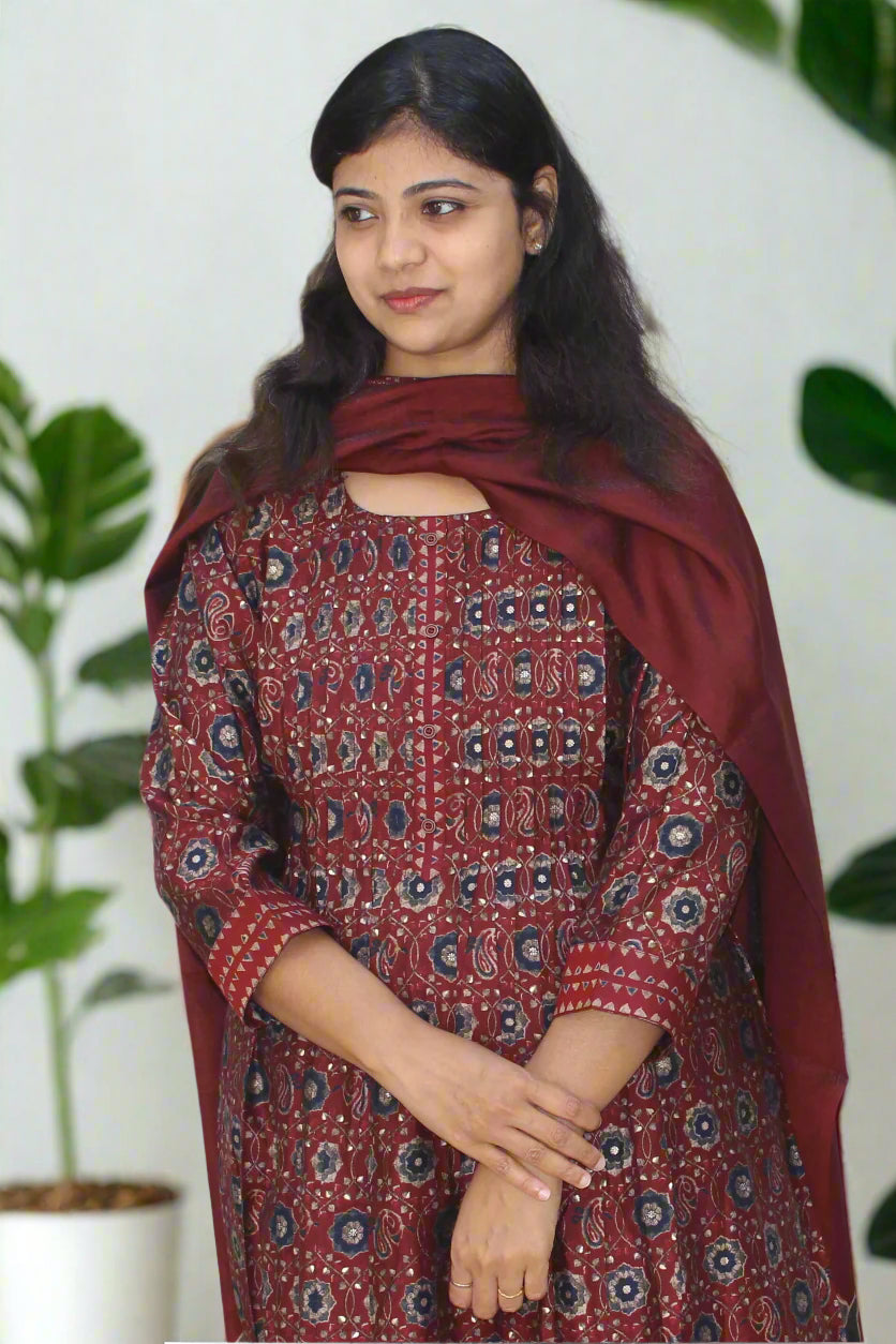 RUST ROYALE ANARKALI SET