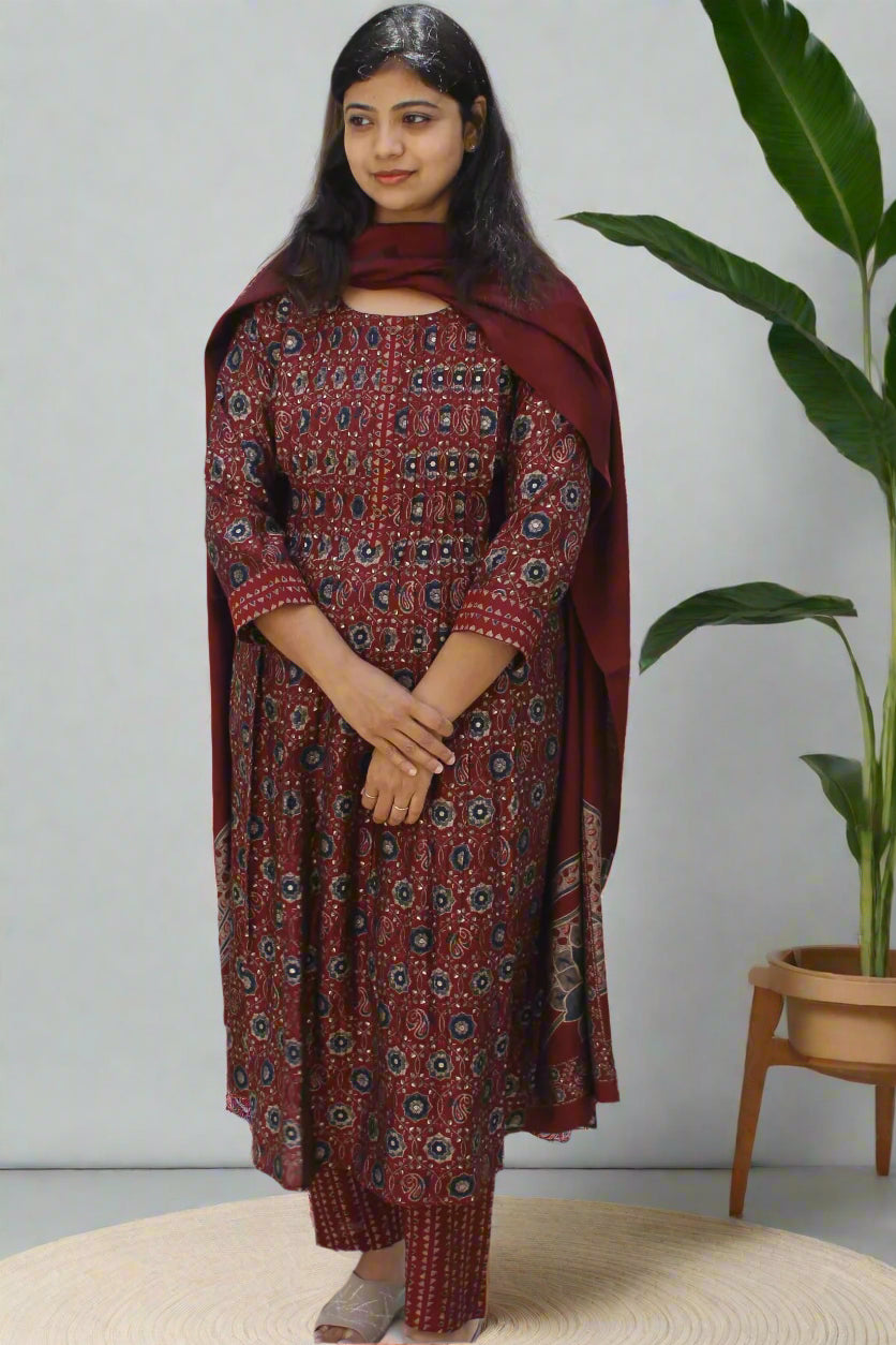 RUST ROYALE ANARKALI SET