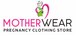 Logo of Mother Wear, a pregnancy clothing store, with a stylized illustration of a pregnant woman and a heart.