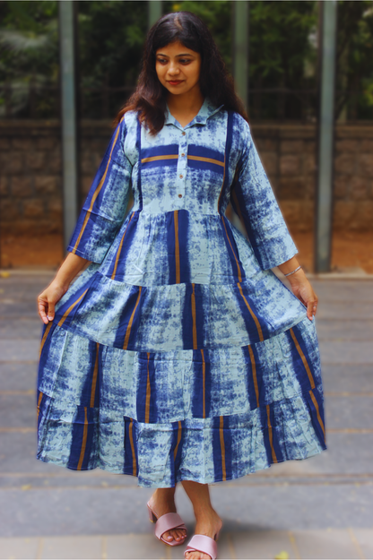 COLLERED TIERED DRESS