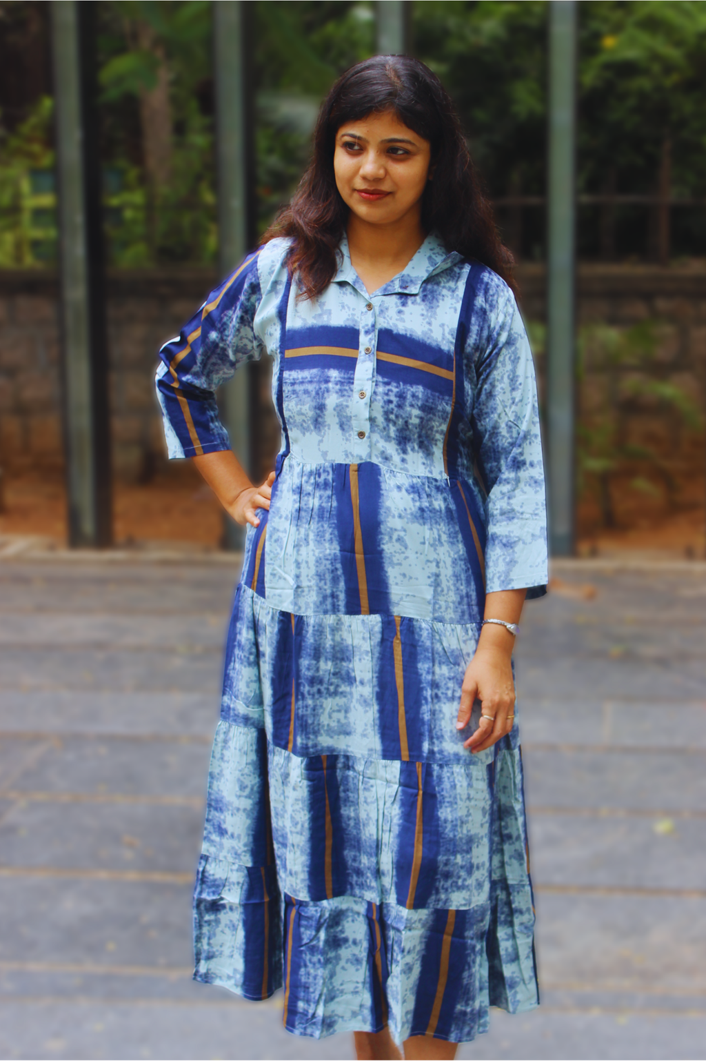 COLLERED TIERED DRESS