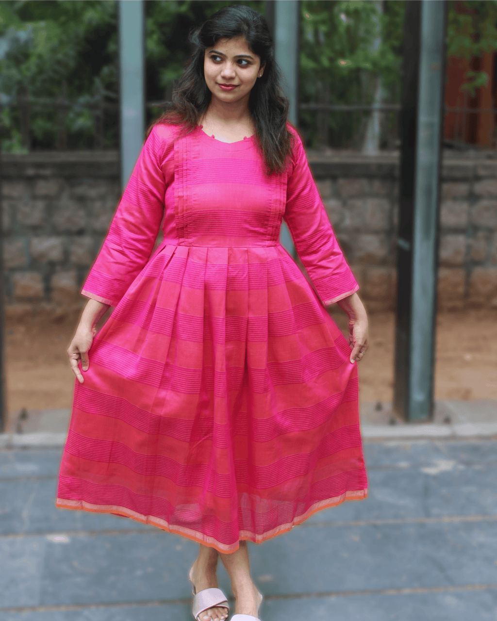 CORAL ROSE SILK DRESS