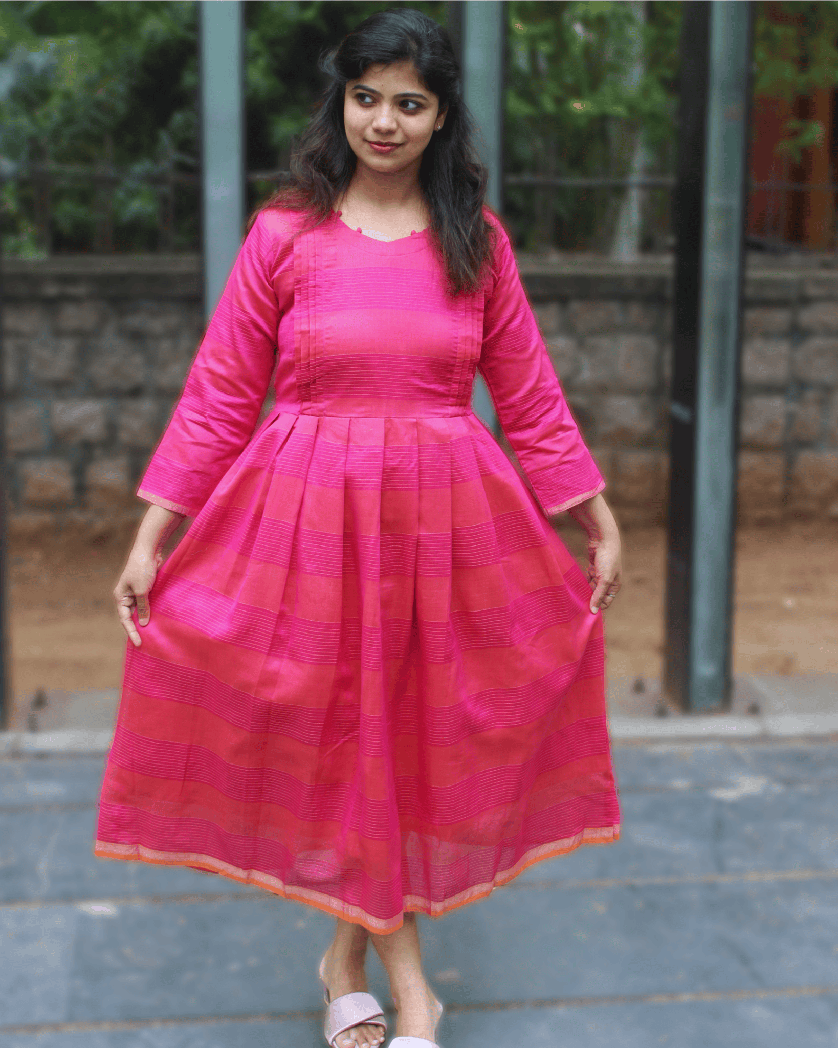 CORAL ROSE SILK DRESS