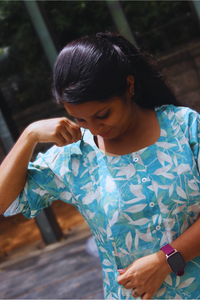 BLUE BLOCK PRINT KURTA