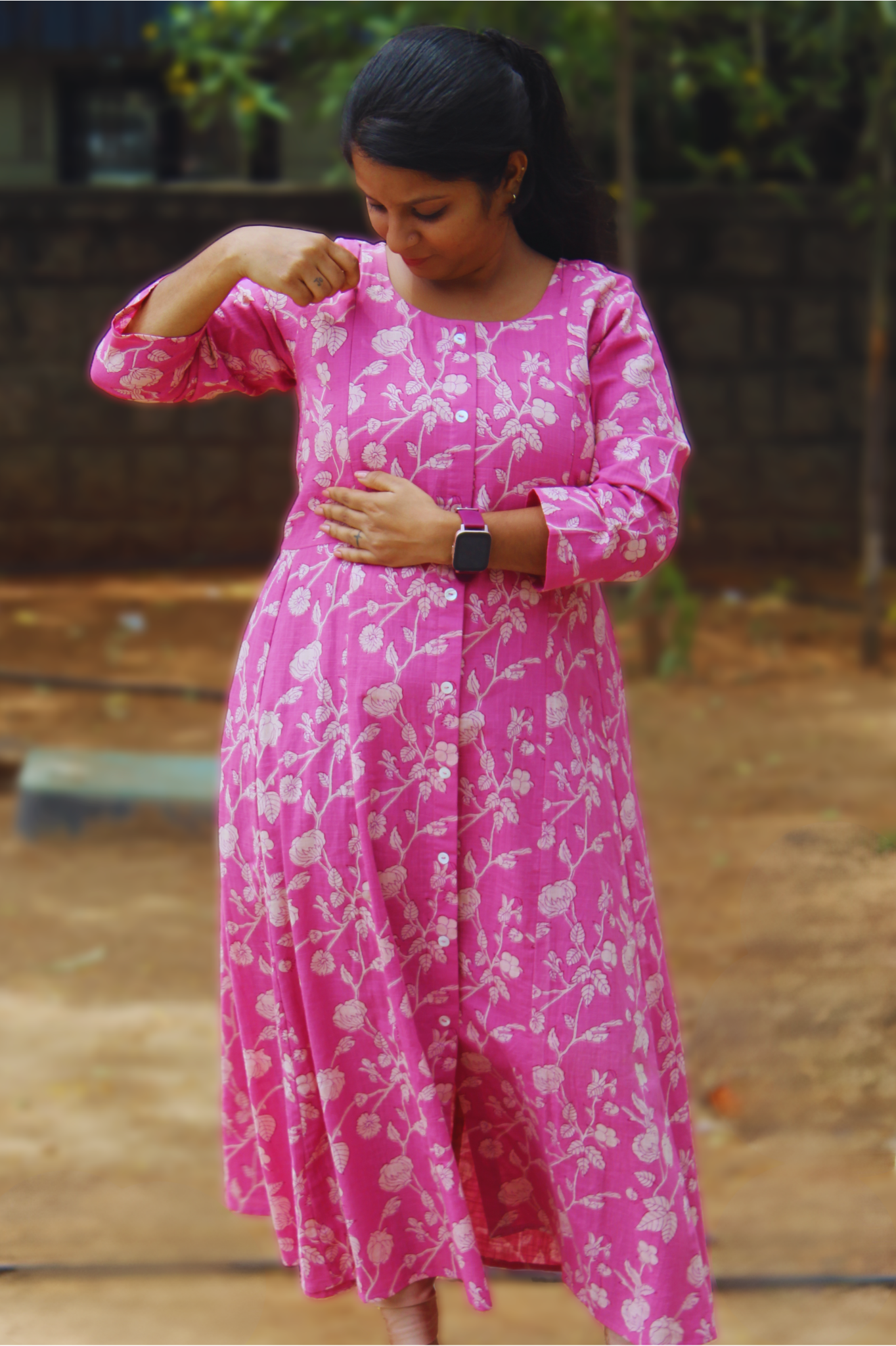 PINK FLORAL A LINE DRESS