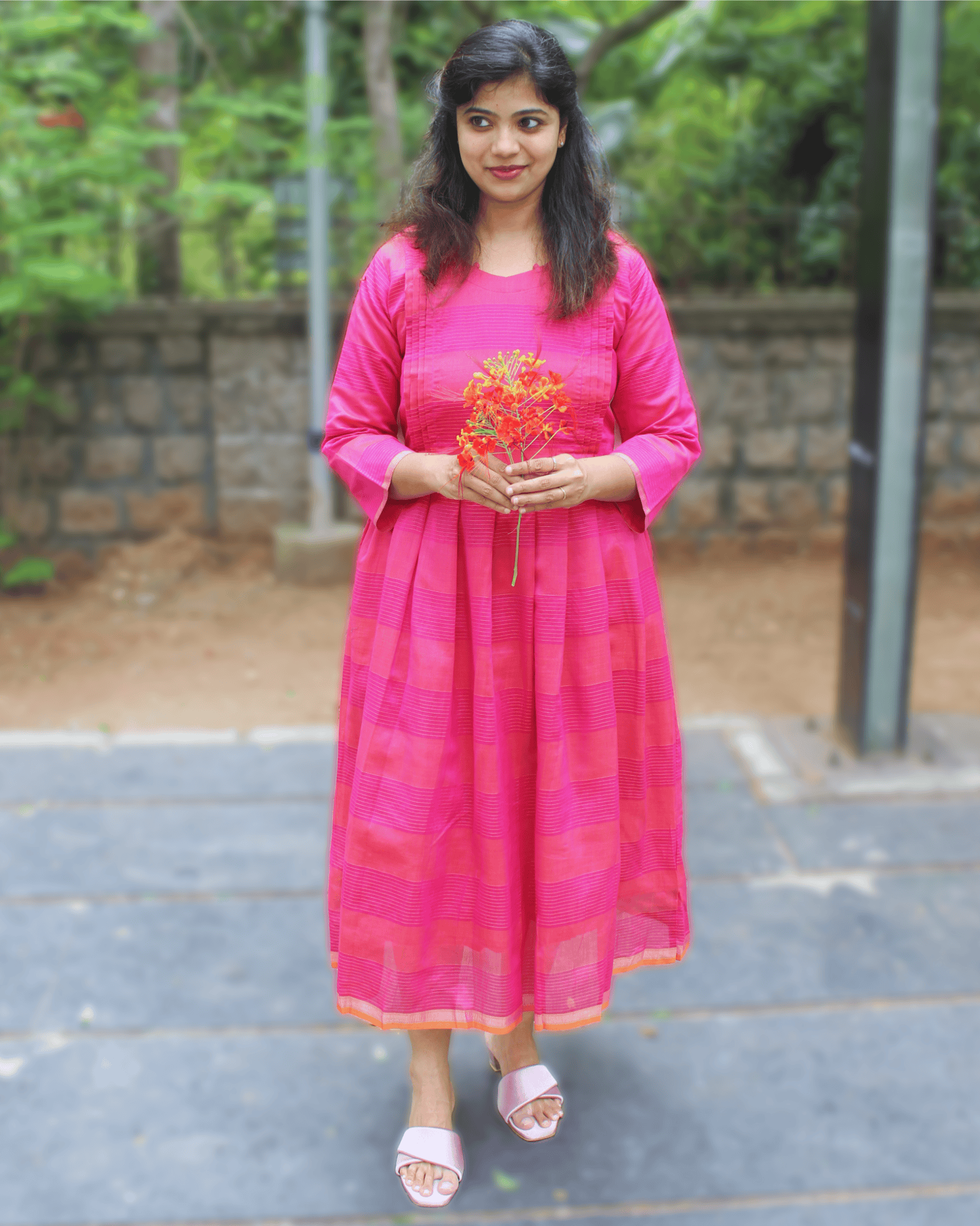 CORAL ROSE SILK DRESS