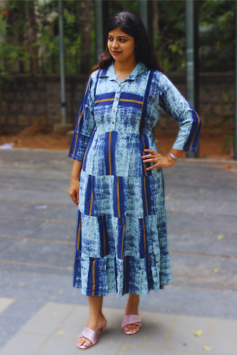 COLLERED TIERED DRESS