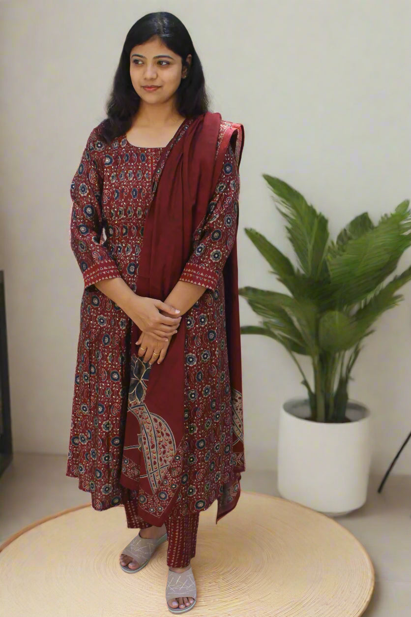 RUST ROYALE ANARKALI SET