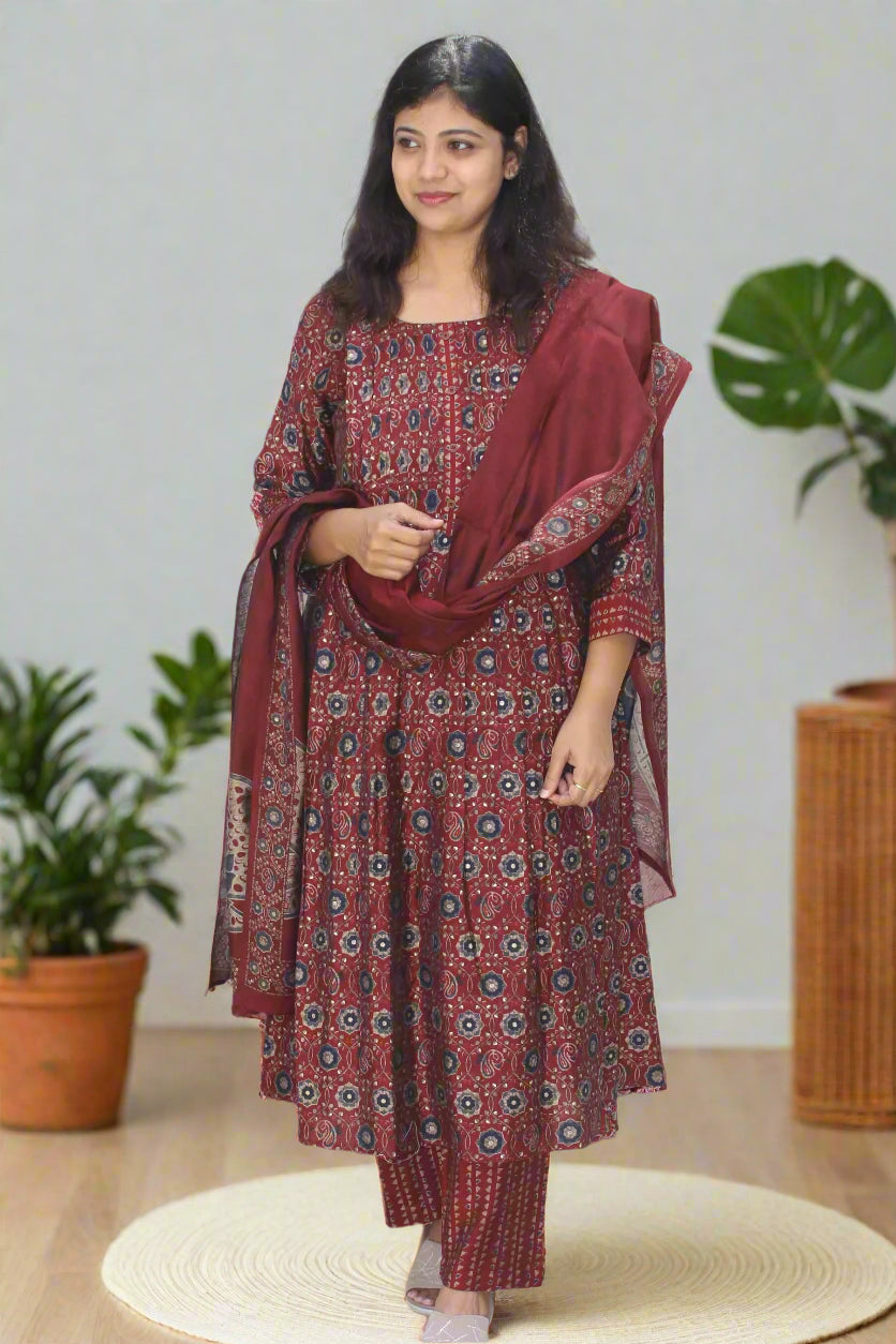 RUST ROYALE ANARKALI SET
