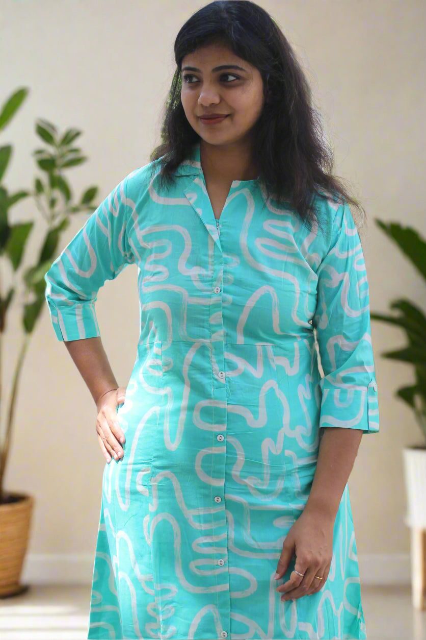 AQUA MAZE SHIRT DRESS